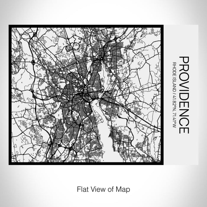 Rendered View of Providence Rhode Island Map on 20oz Stainless Steel Insulated Bottle with Bamboo Top in Matte White with printed Tactile Lines Map in Black