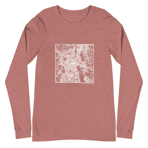 Providence Rhode Island  Map Unisex Long-Sleeve T-shirt with City inscription in Heather Mauve