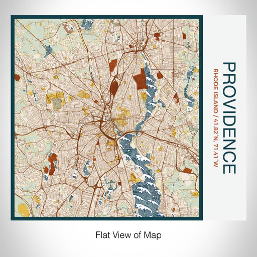 Rendered View of Providence Rhode Island Map on 17oz Stainless Steel Insulated Tumbler in Woodblock Map Style