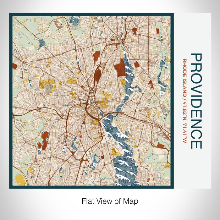 Rendered View of Providence Rhode Island Map on 17oz Stainless Steel Insulated Tumbler in Woodblock Map Style