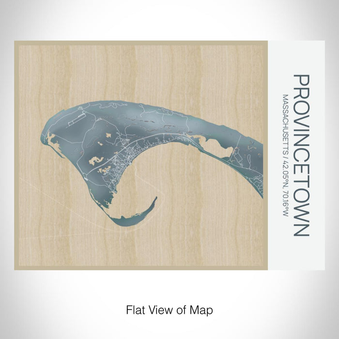 Rendered View of Provincetown Massachusetts Map on 20oz Stainless Steel Insulated Bottle with Bamboo Top with printed afternoon style map