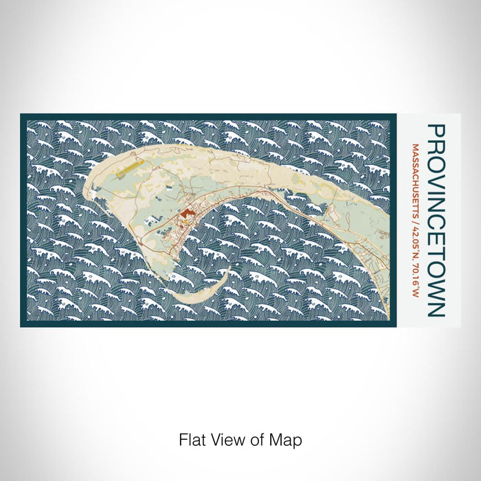 Rendered View of Provincetown Massachusetts Map on 17oz Stainless Steel Insulated Bottle with printed woodblock style map