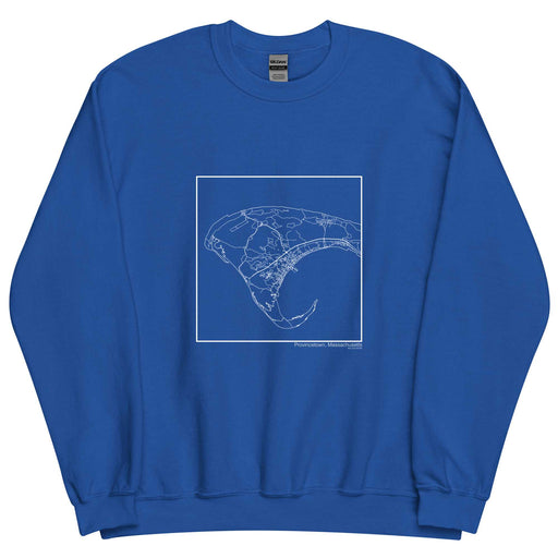 Provincetown Massachusetts  Map Unisex Crewneck Sweater with City inscription in Royal Blue