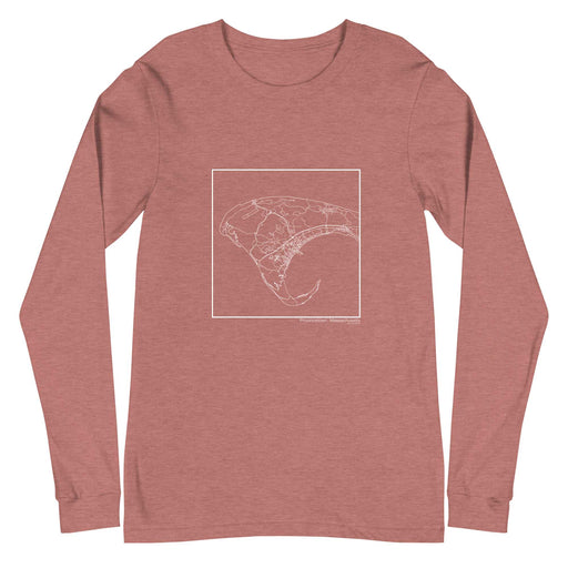 Provincetown Massachusetts  Map Unisex Long-Sleeve T-shirt with City inscription in Heather Mauve