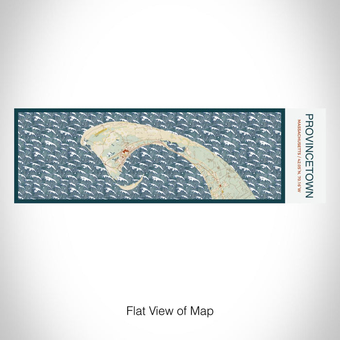 Rendered View of Provincetown Massachusetts Map on 10oz Stainless Steel Insulated Cup in Woodblock with Sliding Lid