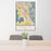 24x36 Provo Utah Map Print Portrait Orientation in Woodblock Style Behind 2 Chairs Table and Potted Plant