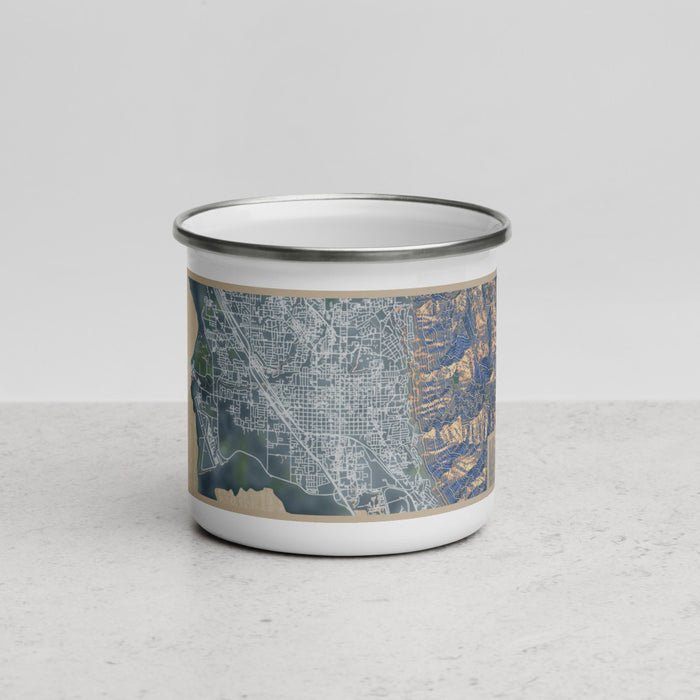 Front View Custom Provo Utah Map Enamel Mug in Afternoon