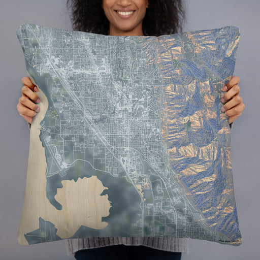 Person holding 22x22 Custom Provo Utah Map Throw Pillow in Afternoon