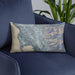 Custom Provo Utah Map Throw Pillow in Afternoon on Blue Colored Chair