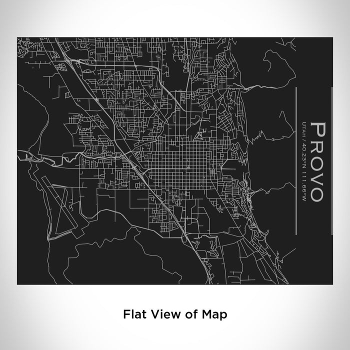 Rendered View of Provo Utah Map Engraving on 20oz Stainless Steel Insulated Bottle with Bamboo Top in Black