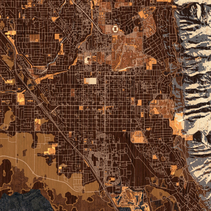 Provo Utah Map Print in Ember Style Zoomed In Close Up Showing Details