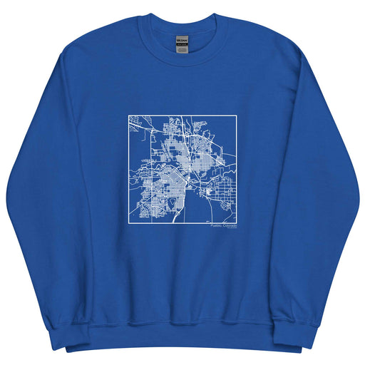 Pueblo Colorado  Map Unisex Crewneck Sweater with City inscription in Royal Blue