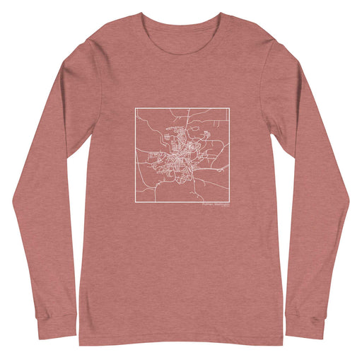 Pullman Washington  Map Unisex Long-Sleeve T-shirt with City inscription in Heather Mauve
