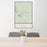 24x36 Quartzsite Arizona Map Print Portrait Orientation in Woodblock Style Behind 2 Chairs Table and Potted Plant