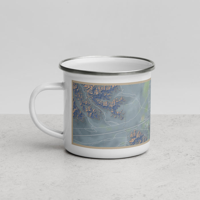 Left View Custom Quartzsite Arizona Map Enamel Mug in Afternoon