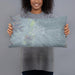 Person holding 20x12 Custom Quartzsite Arizona Map Throw Pillow in Afternoon