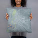 Person holding 18x18 Custom Quartzsite Arizona Map Throw Pillow in Afternoon