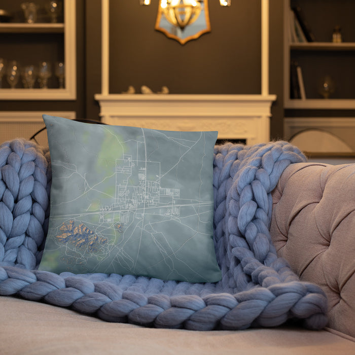 Custom Quartzsite Arizona Map Throw Pillow in Afternoon on Cream Colored Couch