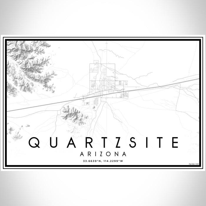 Quartzsite Arizona Map Print Landscape Orientation in Classic Style With Shaded Background