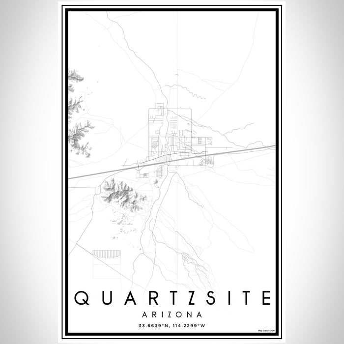 Quartzsite Arizona Map Print Portrait Orientation in Classic Style With Shaded Background