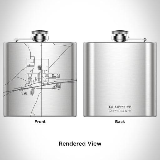 Rendered View of Quartzsite Arizona Map Engraving on 6oz Stainless Steel Flask