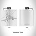 Rendered View of Quartzsite Arizona Map Engraving on 6oz Stainless Steel Flask in White