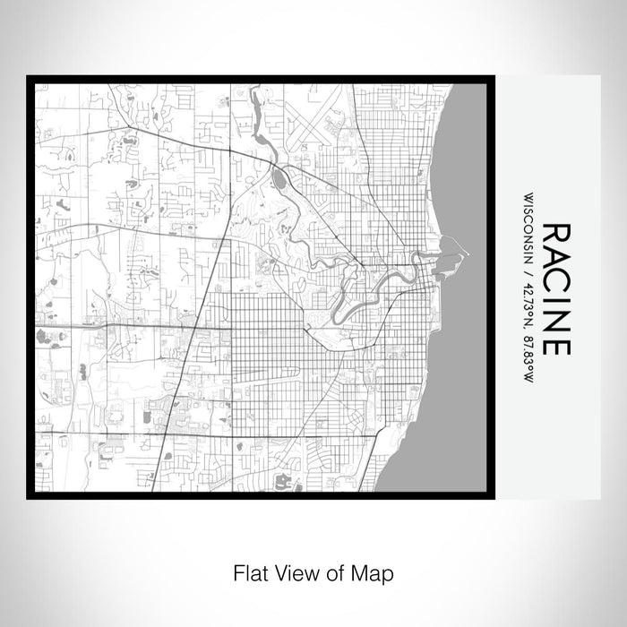 Rendered View of Racine Wisconsin Map on 20oz Stainless Steel Insulated Bottle with Bamboo Top with printed classic style map