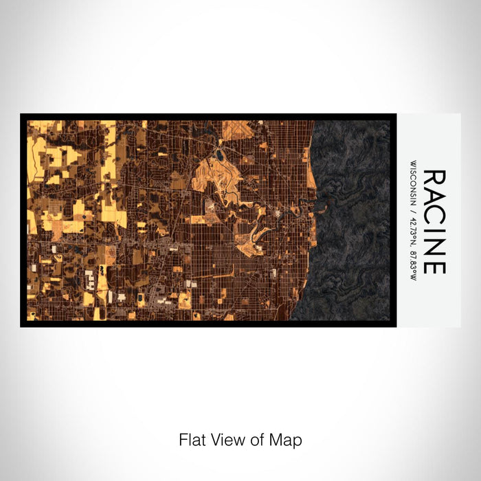 Rendered View of Racine Wisconsin Map on 17oz Stainless Steel Insulated Bottle with printed ember style map