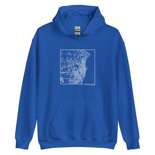Racine Wisconsin  Map Unisex Hoodie Sweater with City inscription in Royal Blue