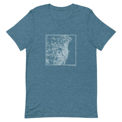 Racine Wisconsin  Map Unisex T-Shirt with City inscription in Heather Teal