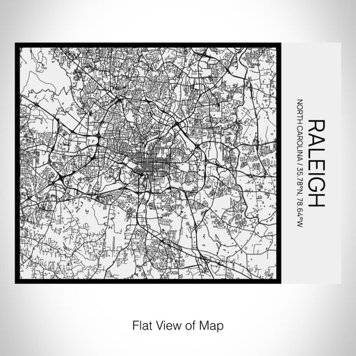 Rendered View of Raleigh North Carolina Map on 20oz Stainless Steel Insulated Bottle with Bamboo Top in Matte White with printed Tactile Lines Map in Black