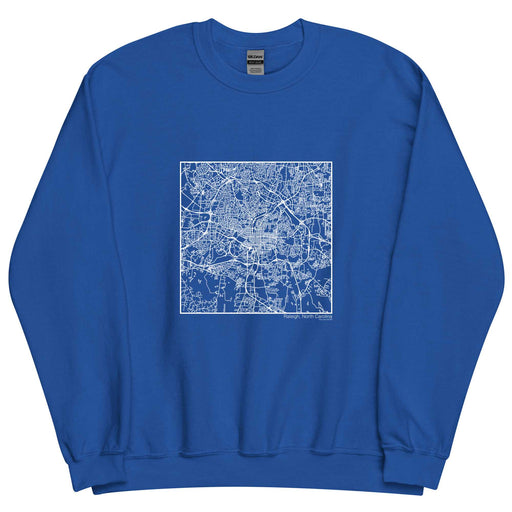 Raleigh North Carolina  Map Unisex Crewneck Sweater with City inscription in Royal Blue