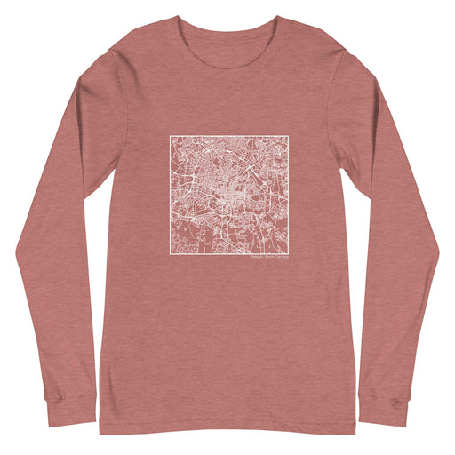 Raleigh North Carolina  Map Unisex Long-Sleeve T-shirt with City inscription in Heather Mauve