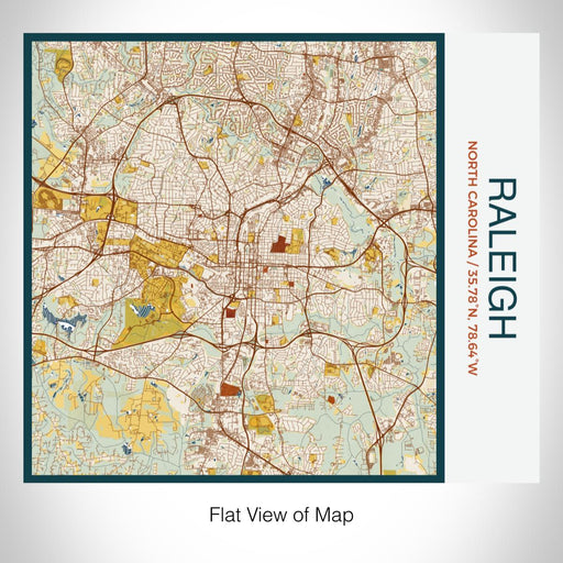 Rendered View of Raleigh North Carolina Map on 17oz Stainless Steel Insulated Tumbler in Woodblock Map Style