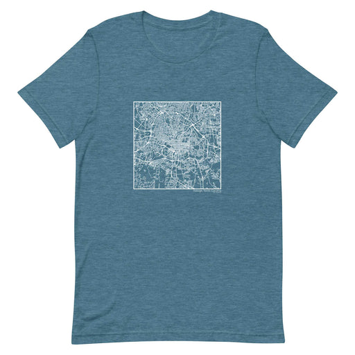 Raleigh North Carolina  Map Unisex T-Shirt with City inscription in Heather Teal