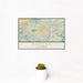 12x18 Ramona California Map Print Landscape Orientation in Woodblock Style With Small Cactus Plant in White Planter