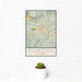 12x18 Ramona California Map Print Portrait Orientation in Woodblock Style With Small Cactus Plant in White Planter