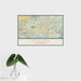 16x24 Ramona California Map Print Landscape Orientation in Woodblock Style With Tropical Plant Leaves in Water