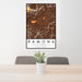 24x36 Ramona California Map Print Portrait Orientation in Ember Style Behind 2 Chairs Table and Potted Plant