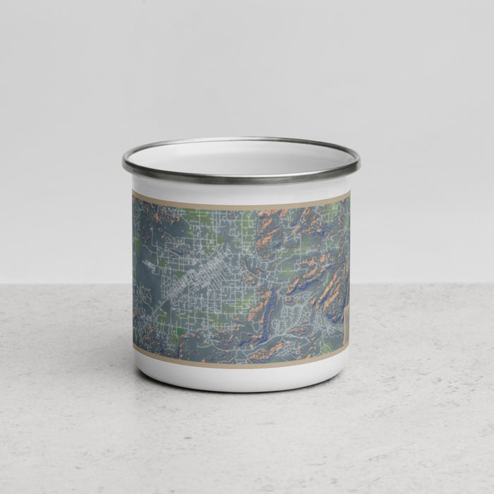 Front View Custom Ramona California Map Enamel Mug in Afternoon