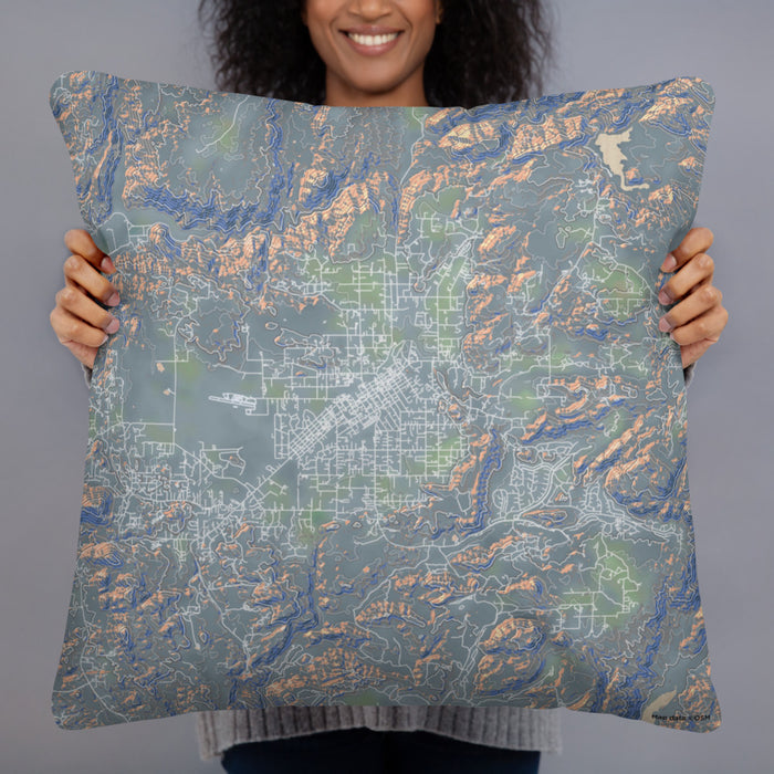 Person holding 22x22 Custom Ramona California Map Throw Pillow in Afternoon