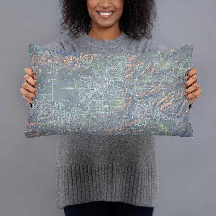 Person holding 20x12 Custom Ramona California Map Throw Pillow in Afternoon