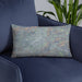 Custom Ramona California Map Throw Pillow in Afternoon on Blue Colored Chair