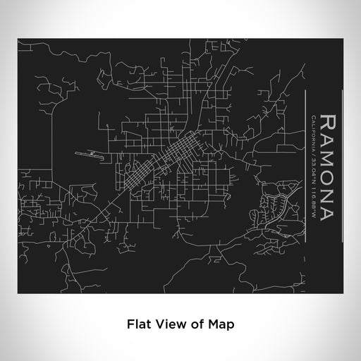Rendered View of Ramona California Map Engraving on 20oz Stainless Steel Insulated Bottle with Bamboo Top in Black