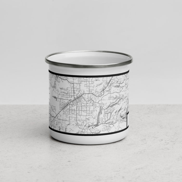 Front View Custom Ramona California Map Enamel Mug in Classic