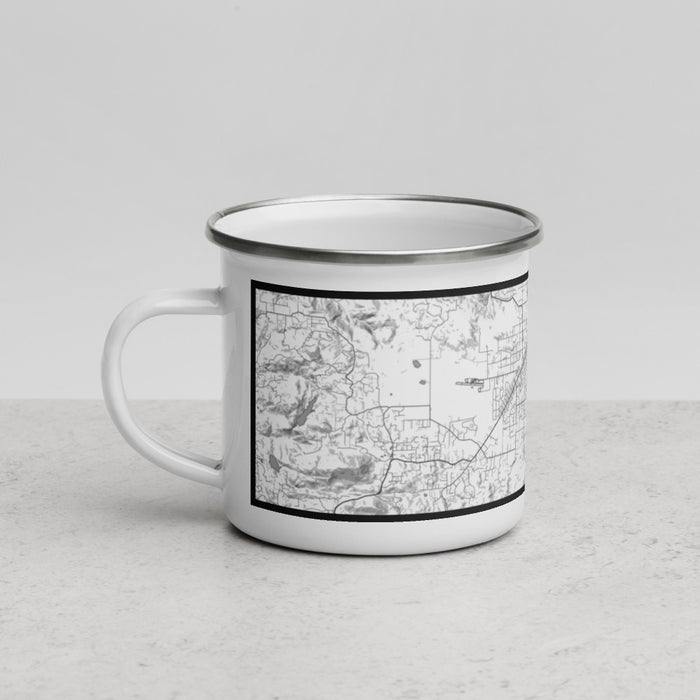 Left View Custom Ramona California Map Enamel Mug in Classic