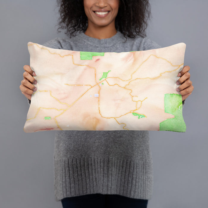 Person holding 20x12 Custom Ramona California Map Throw Pillow in Watercolor