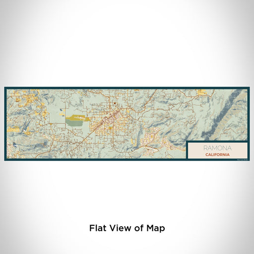 Flat View of Map Custom Ramona California Map Enamel Mug in Woodblock