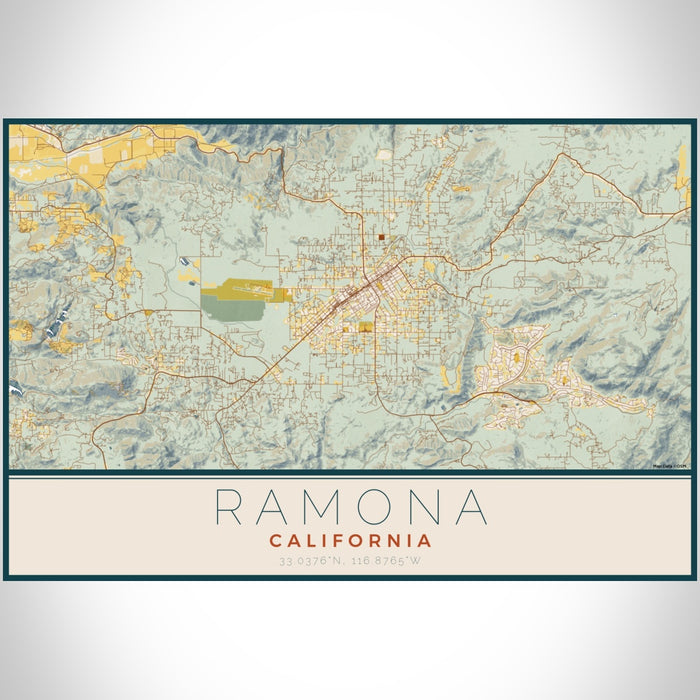 Ramona - California Map Print in Woodblock — JACE Maps