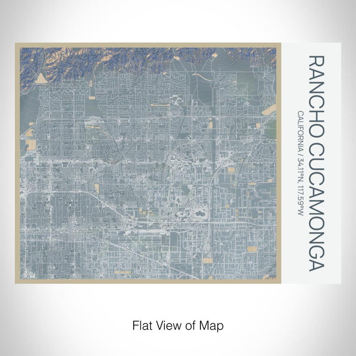 Rendered View of Rancho Cucamonga California Map on 20oz Stainless Steel Insulated Bottle with Bamboo Top with printed afternoon style map